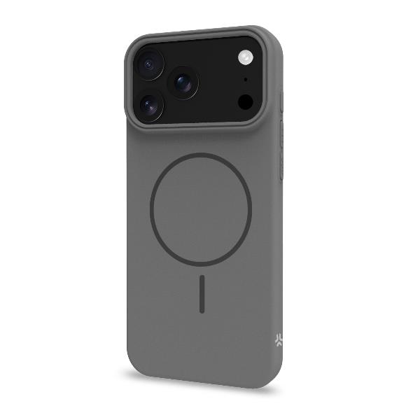 Cover MAGSAND in colore Nero Obsidiana installata su un nuovo Apple iPhone 17 Pro Max, mostrandone il fit perfetto e la texture SandGrip.