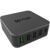 Vista premium della nuova 60W Power Station di colore scuro posizionata su una scrivania da ufficio moderna ed elegante.