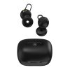 Gli auricolari true wireless AURA AMBIENTAL di colore grigio grafite, mostrati accanto alla loro custodia di ricarica dal design moderno e compatto.