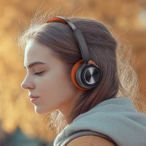 Una persona con un look curato indossa le cuffie Muse M-271 BO mentre cammina in una via caratteristica di una città italiana, mostrando come le cuffie completino il suo stile."