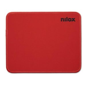 Tappetino per mouse Nilox Tech di colore nero, visto dall'alto su uno sfondo bianco per mostrarne le dimensioni e il logo discreto.