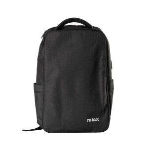 Lo zaino porta PC Nilox Urban Eco Pro da 15.6 pollici di colore nero grafite, mostrato di tre quarti per evidenziarne il design slim e professionale.