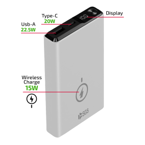 Display digitale del power bank MagSafe che indica una carica residua del 98%, dimostrando il controllo preciso sull'energia disponibile.