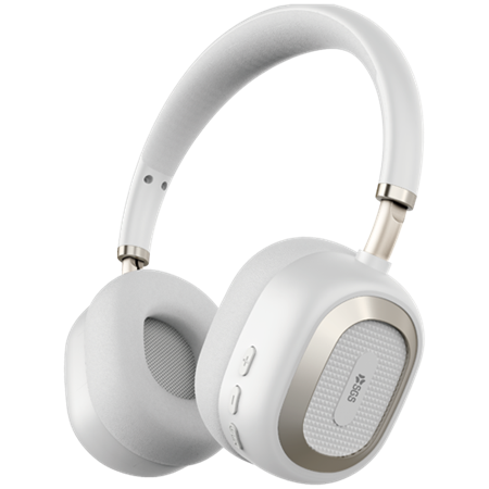 ista di tre quarti delle cuffie wireless SGS Echo X in colorazione silver, che ne mostra il design elegante e i padiglioni over-ear in memory foam.