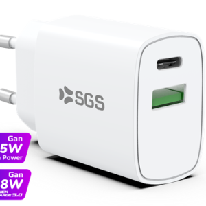 Caricatore da casa SGS GaN 25W USB-C bianco design compatto