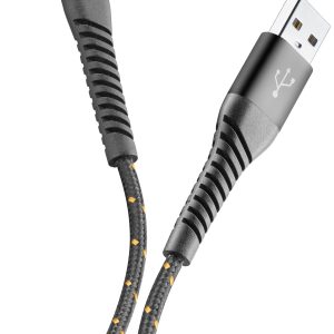 Un'immagine che mostra lo snodo flessibile "Snake Technology" del cavo Tetra Force mentre viene piegato a 180 gradi, a dimostrazione della sua incredibile resistenza.