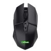 Mouse da gaming wireless Trust GXT 110 FELOX nero su un tappetino da gaming, senza cavi, con la sua illuminazione RGB personalizzata attiva.