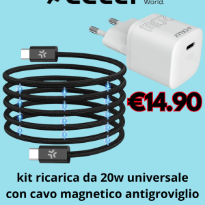 Kit Ricarica Rapida 20W Celly | Caricatore + Cavo USB-C Pro