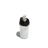 La tazza termica da viaggio MUITOMAS da 350ml nel colore BIANCO, con il suo tappo "flip" chiuso e la sua elegante fascia in silicone.