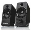 Speaker USB Nilox NXAPC02 posizionato sotto un monitor per PC. Descrizione: Il design elegante e compatto dello speaker Nilox si integra perfettamente nella tua postazione di lavoro, liberando spazio sulla scrivania e offrendo un audio potenziato.