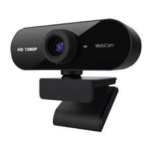 Webcam Nilox 1080p in uso durante una videochiamata di smart working.