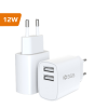 Caricatore STCDUAL da muro bianco con doppia uscita USB-A e spina europea.