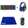 Kit Gaming 4in1 SPARCO RACE DAY completo: Tastiera USA Rainbow, Mouse LED 7 colori, Cuffie 40mm con microfono e Mousepad con base antiscivolo.