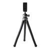 Treppiede Celly ClickFlex con gambe flessibili nere e supporto smartphone montato, vista frontale su sfondo bianco.