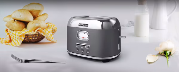 Eleganza compatta: il tostapane Dark Grey per la tua cucina.