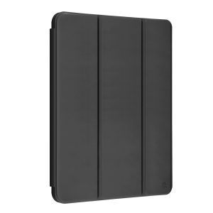 Vista frontale della custodia Celly Bookfolio01 chiusa su iPad 9 generazione, finitura elegante nera.