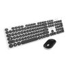 Tastiera e mouse wireless Celly KEYBMOUSEPTL layout italiano nero su scrivania bianca.